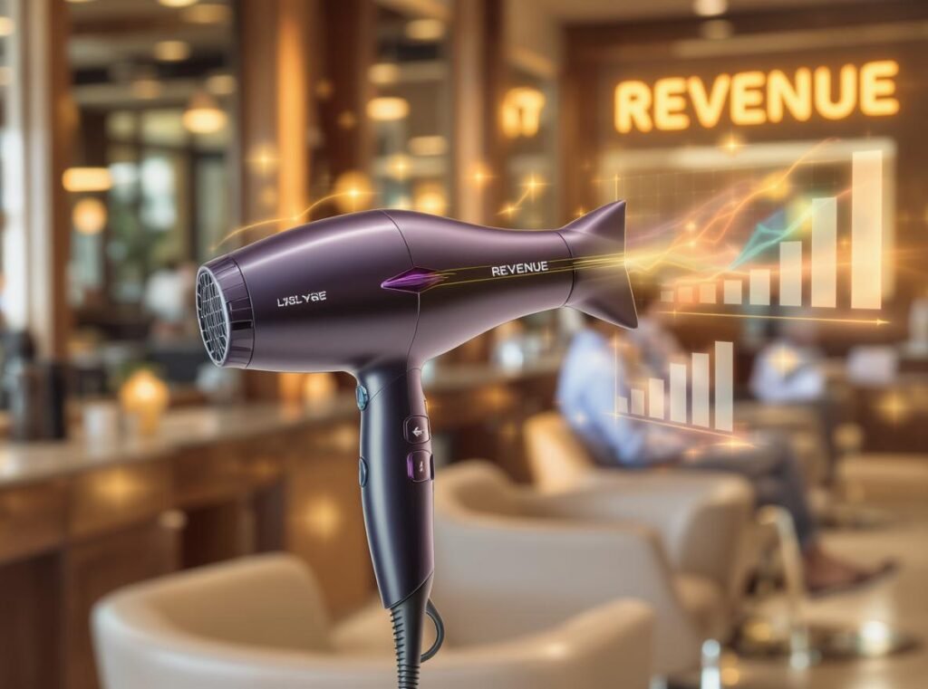 Professional salon using AI hair dryers showing business benefits