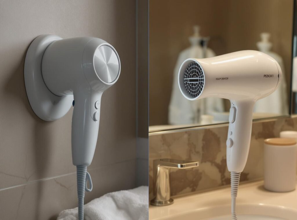 Comparison between hotel hair dryer and personal professional hair dryer