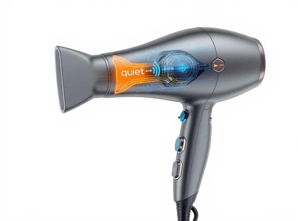 Quiet hair dryer with advanced noise reduction technology