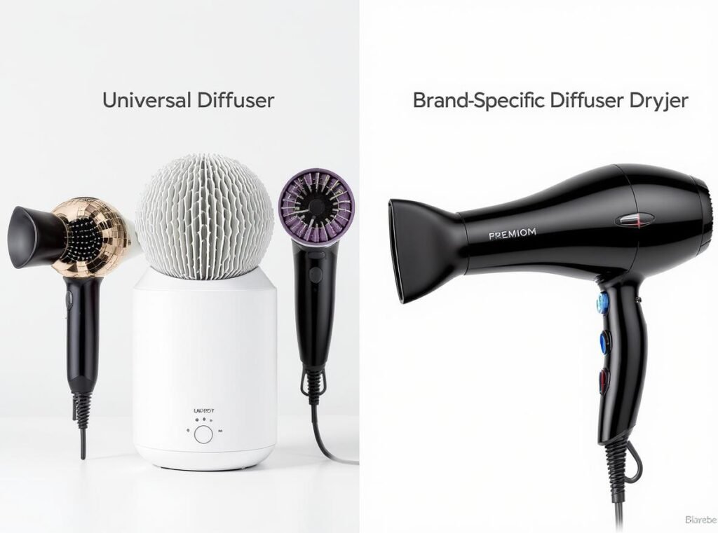 Comparison between universal and brand-specific hair dryer diffusers
