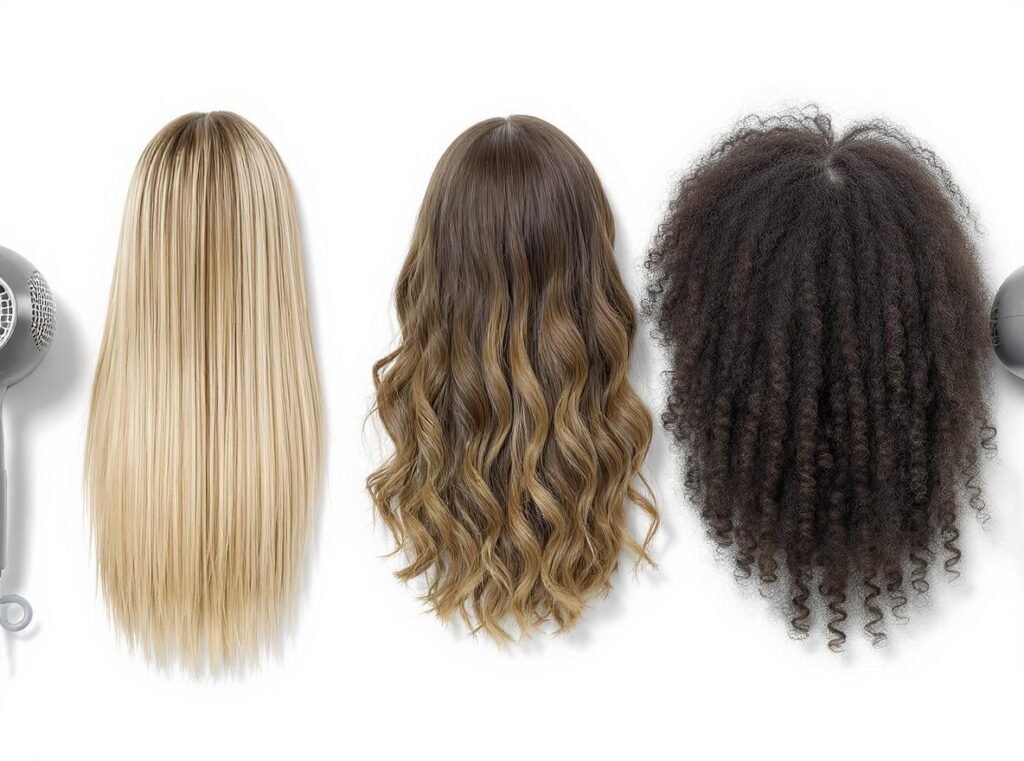 Different hair types requiring specific hair dryer wattage levels
