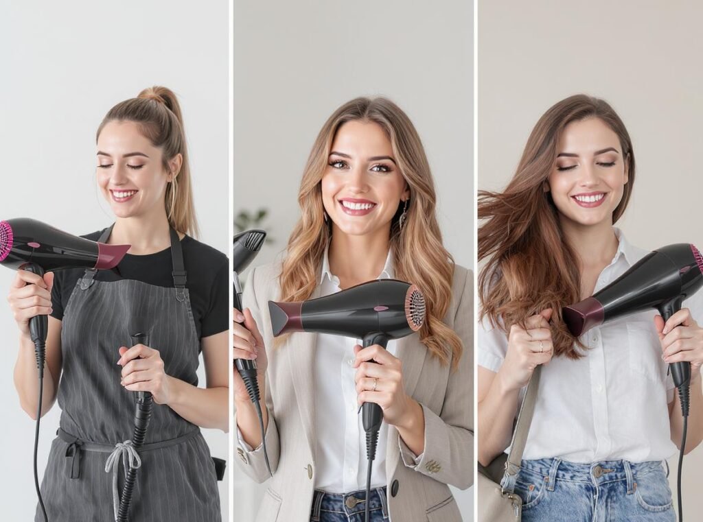 Different types of users who benefit from premium hair dryer investment
