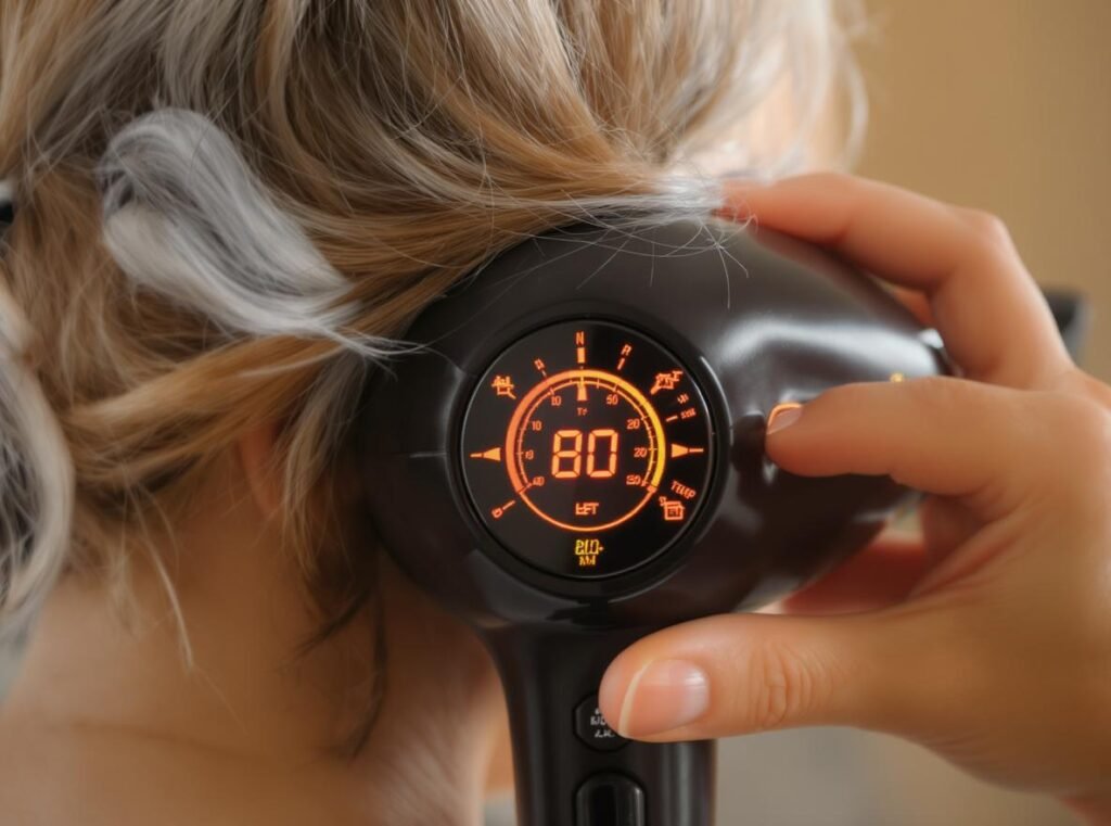Safe heat settings on hair dryer temperature control for aging hair
