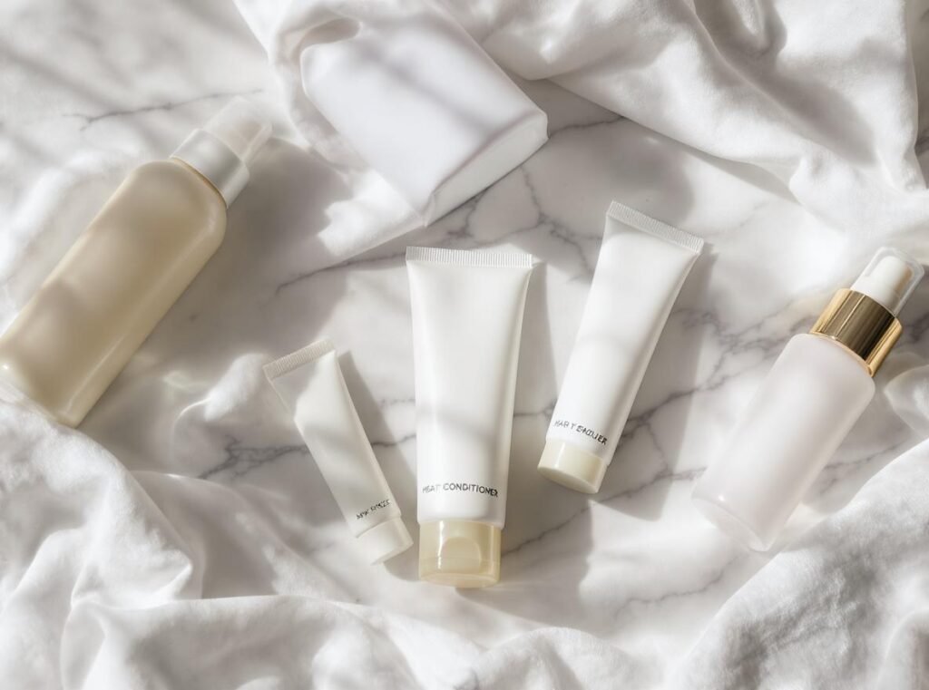 Hair care products for blow drying including heat protectant and anti-frizz serum