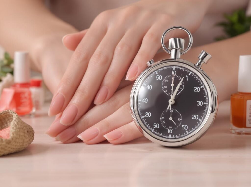 3-minute timer showing optimal hair dryer nail polish drying time