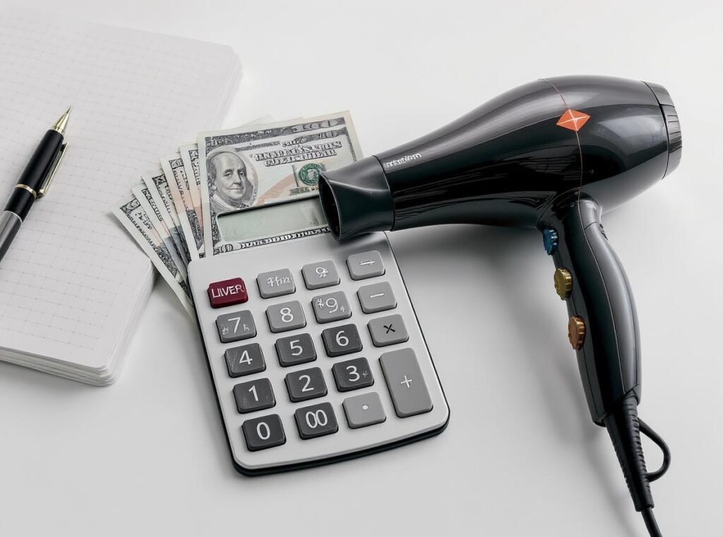  Investment analysis concept for expensive hair dryer purchase decision showing cost versus benefits