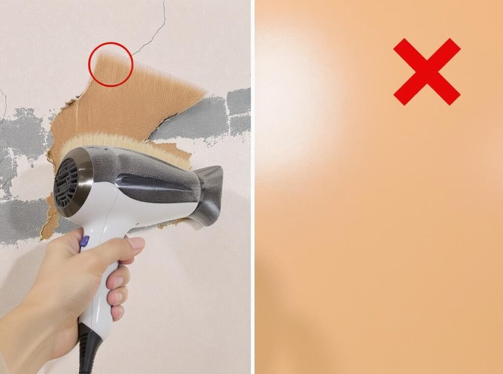 Common hair dryer paint drying mistakes showing damaged paint versus proper technique results