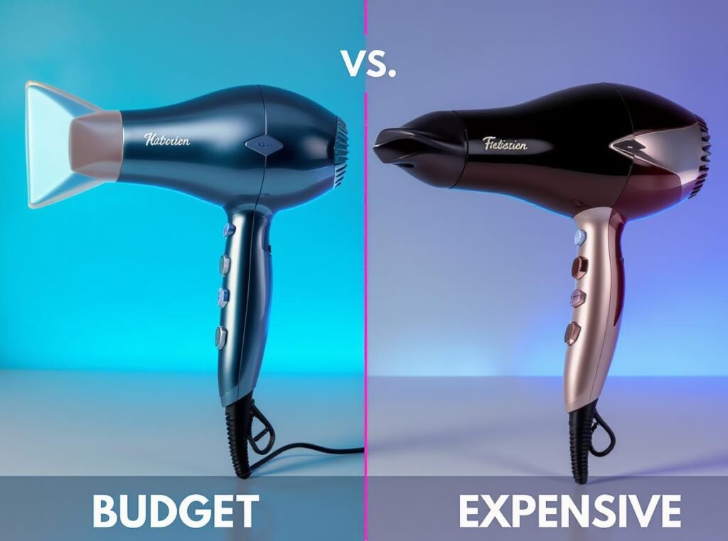 Budget vs expensive hair dryers comparison showing performance and value differences