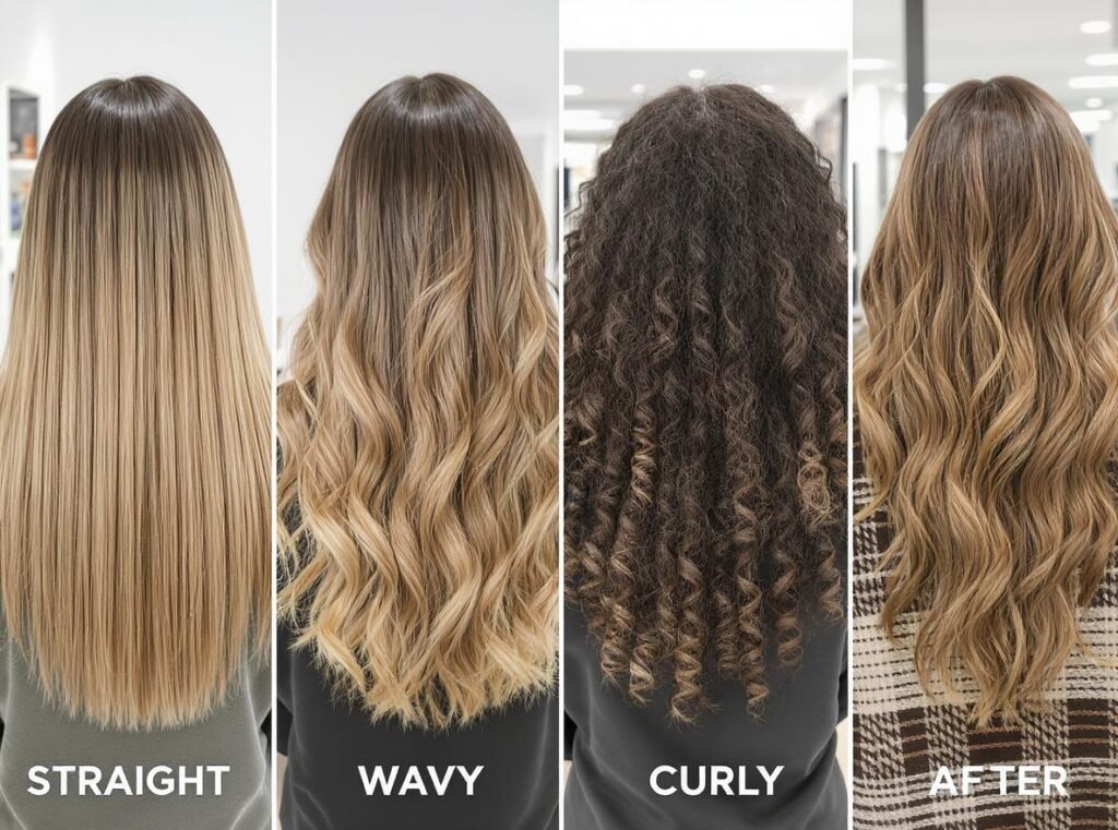 Different hair types and their styling results comparison