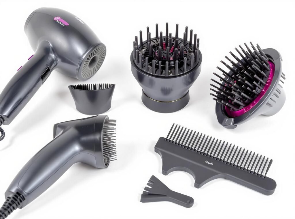 Essential hair dryer attachments for different hair types - concentrator, diffuser, and comb attachments
