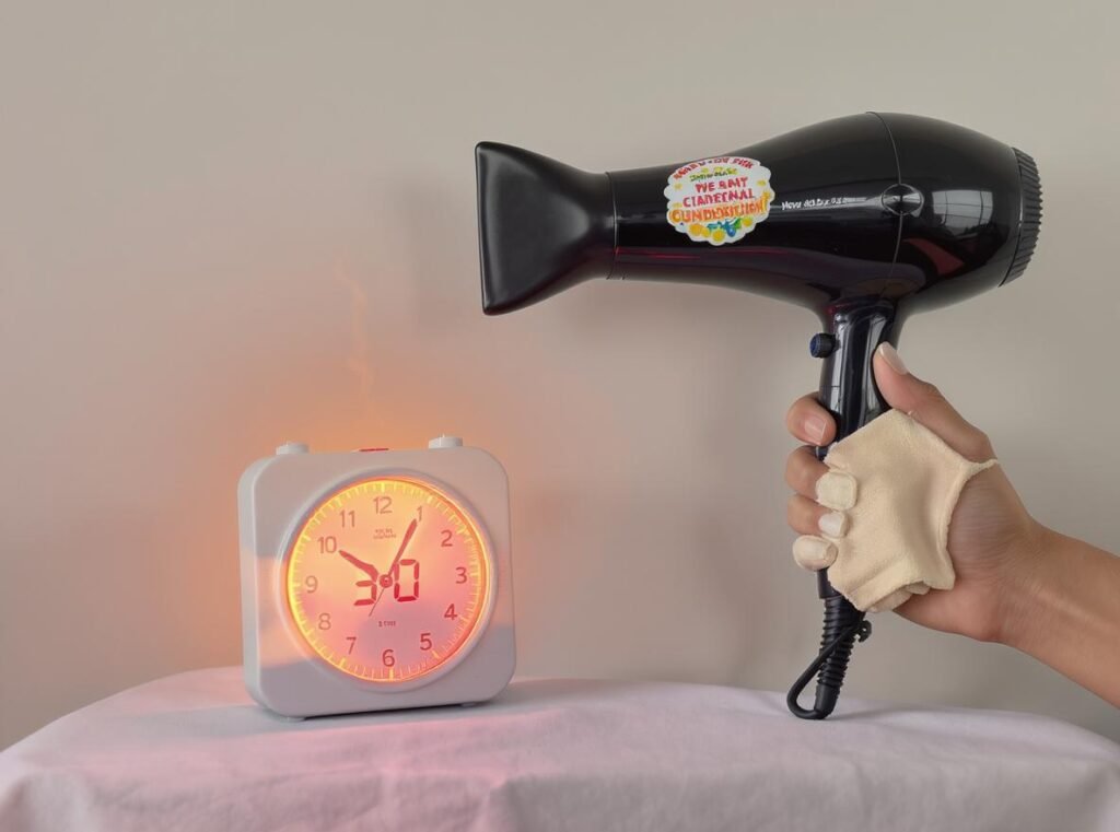 Proper timing for heating stickers with hair dryer