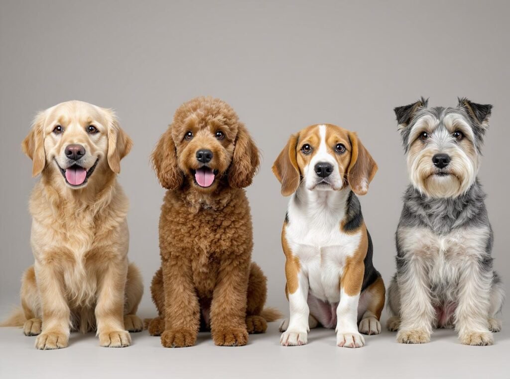 Different dog coat types requiring specific temperature and airflow settings for safe drying