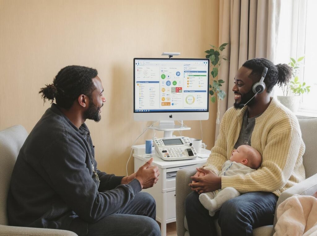 Pediatric sleep consultant meeting with parents about baby sleep solutions