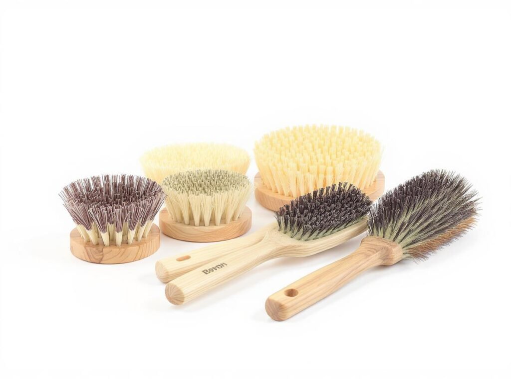 Different sizes of round brushes with boar bristles for curtain bangs styling