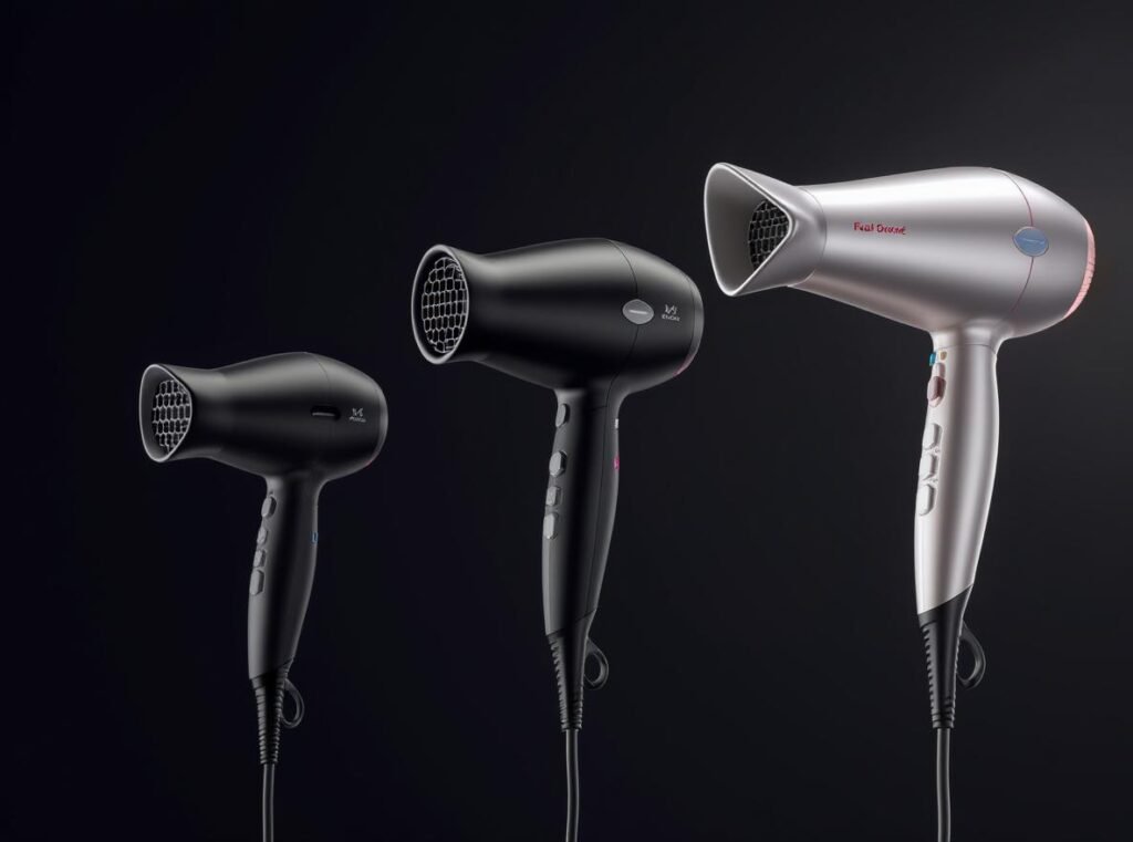 Hair dryer options from budget to premium showing quality progression