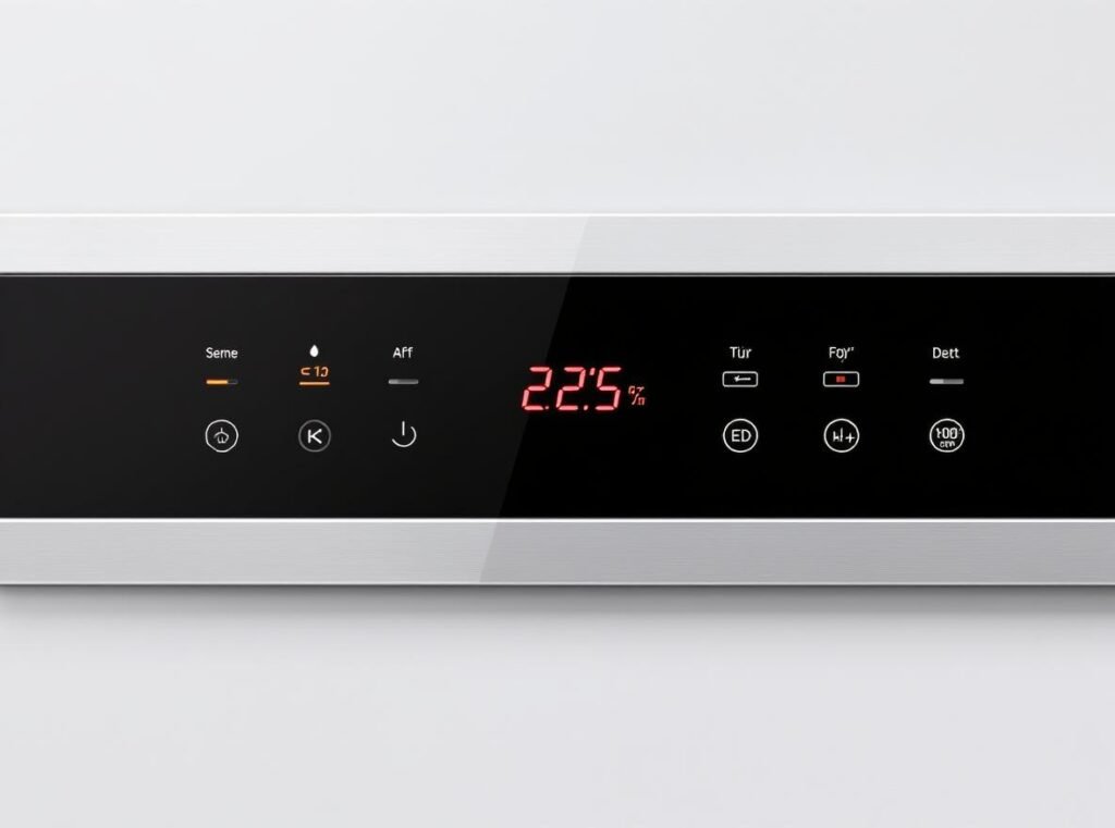 Digital hair dryer heat control panel showing multiple temperature settings