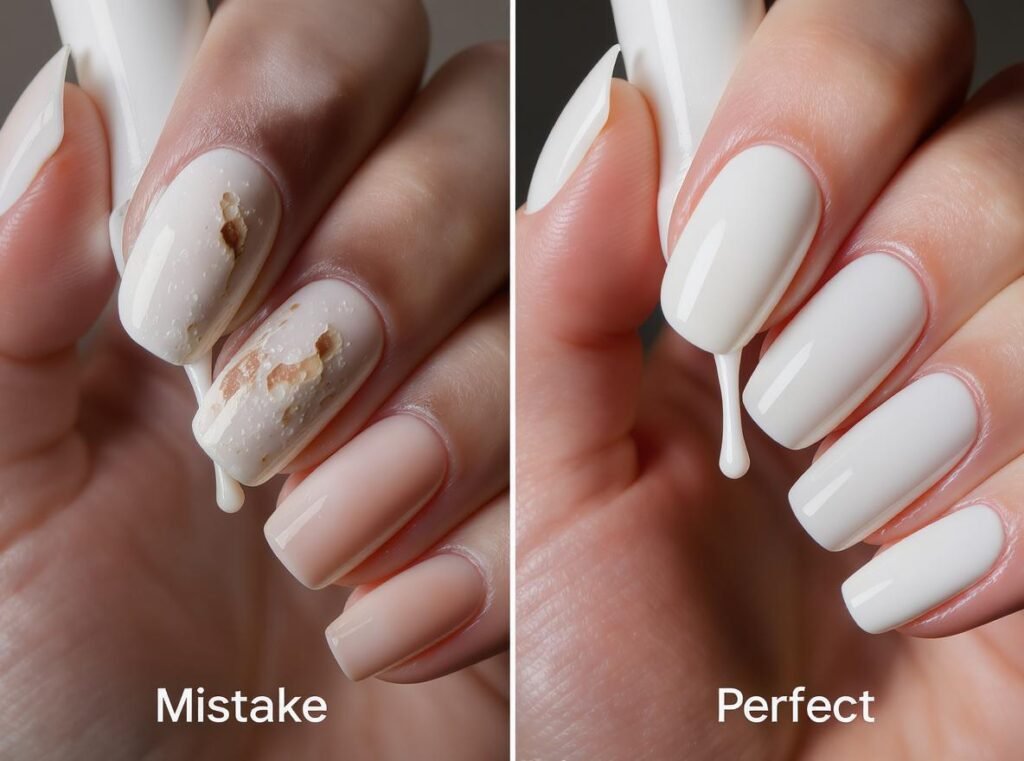Common nail polish drying mistakes with hair dryer versus correct technique