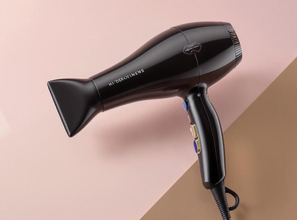 Professional hair dryer with adjustable temperature and speed settings for nail polish drying