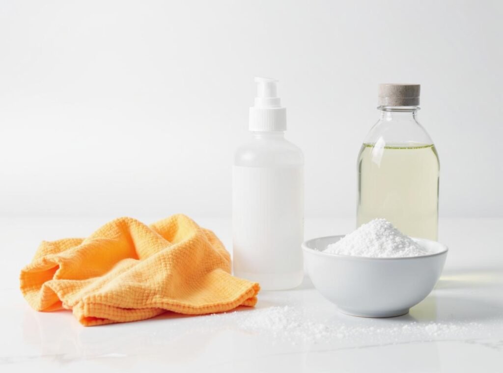 Cleaning supplies for removing sticky residue after sticker removal