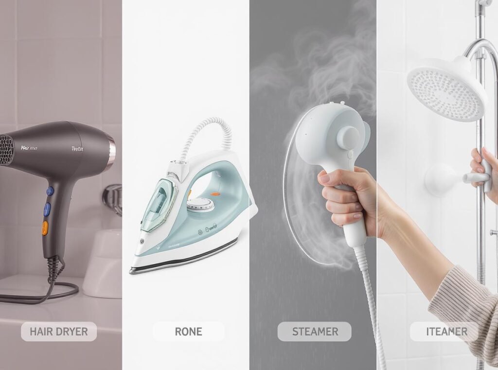 Comparison of different wrinkle removal methods including hair dryer