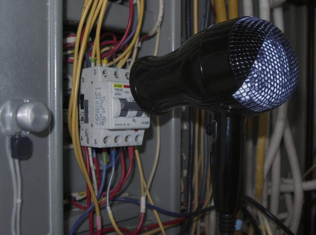 Tripped circuit breaker caused by hair dryer drawing too many amps