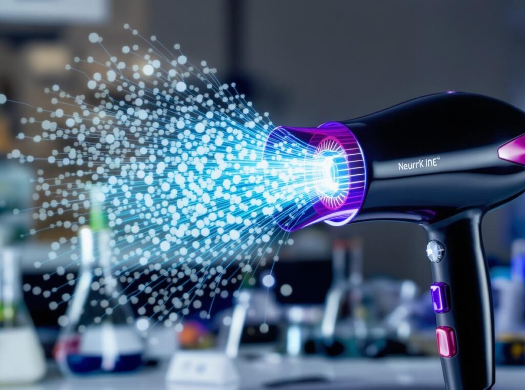Ionic hair dryer technology releasing 200 million negative ions per cubic centimeter