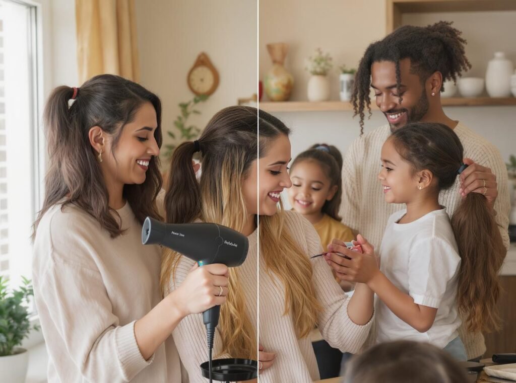 One hair dryer accommodating family styling needs - versatile settings for all hair types