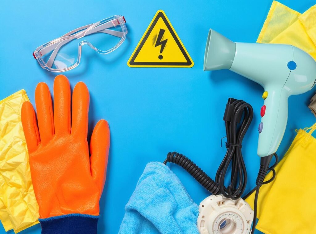 Safety equipment for hair dryer sticker removal