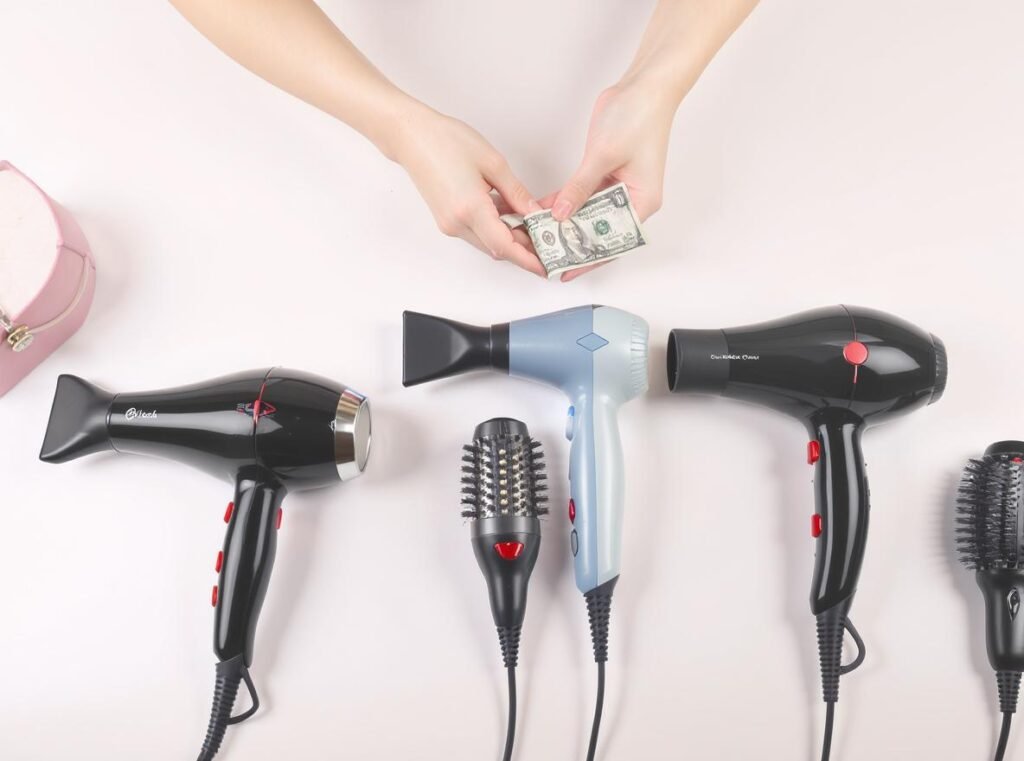 Hair styling tool investment comparison showing multiple options versus single expensive device