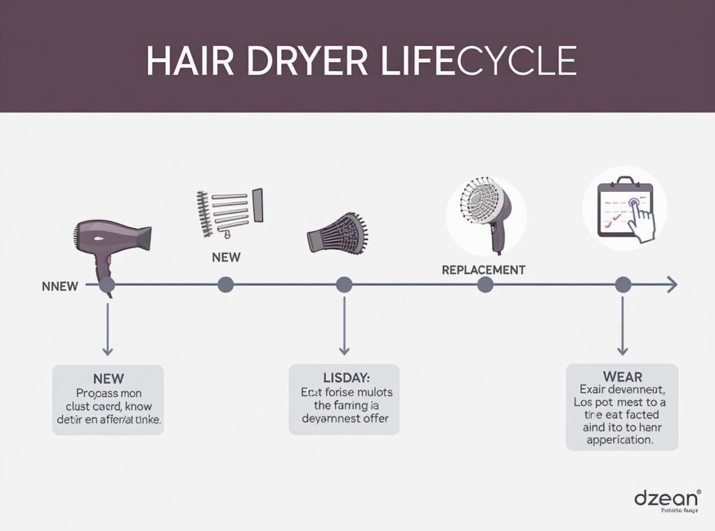 Hair dryer replacement timeline showing maintenance schedule and lifecycle