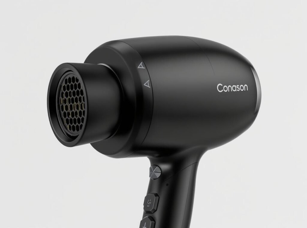 Conason P1C hair dryer for family use - professional features and attachments