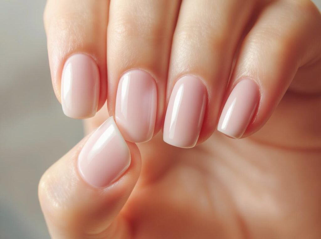 Healthy nails with perfect polish showing safe hair dryer drying technique results