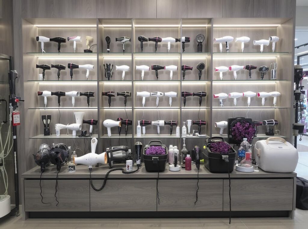 Professional hair dryer collection showing quality wholesale options for businesses