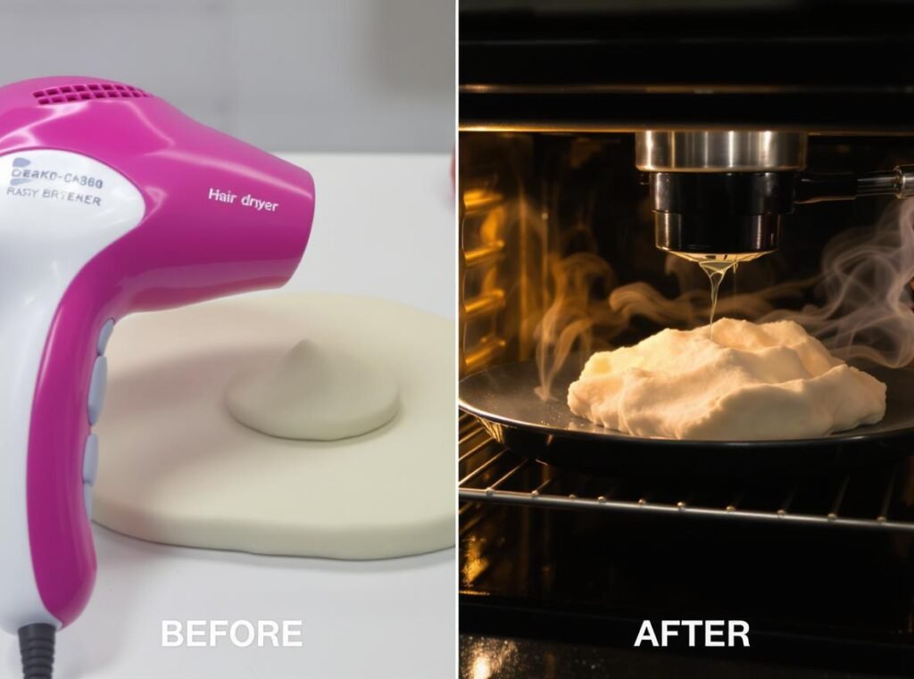 Quality comparison between hair dryer heated and oven baked polymer clay