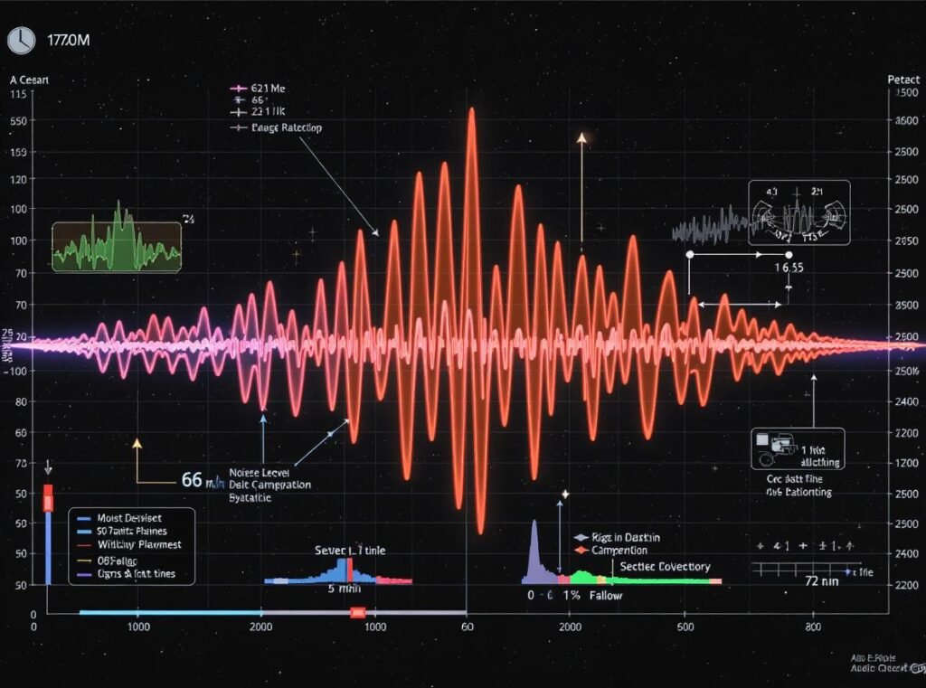 Sound wave visualization showing hair dryer noise levels and acoustic control