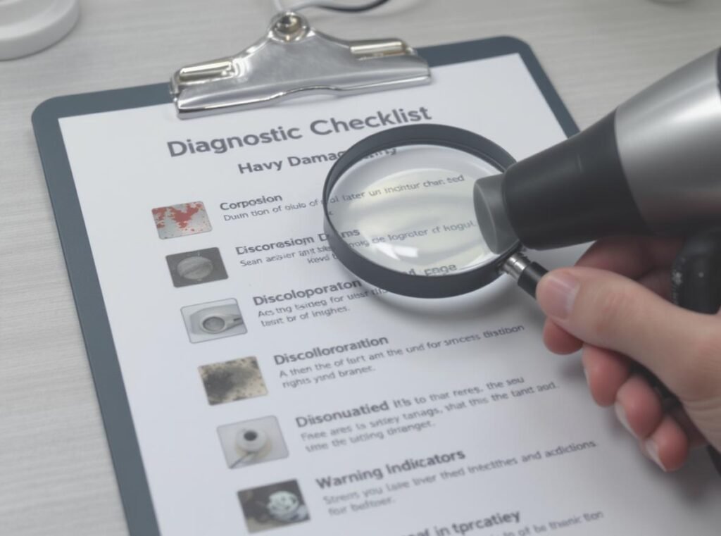 Hair dryer water damage diagnostic symptoms including corrosion and performance issues