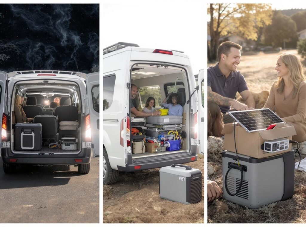 Different user scenarios with matching solar generator and hair dryer combinations