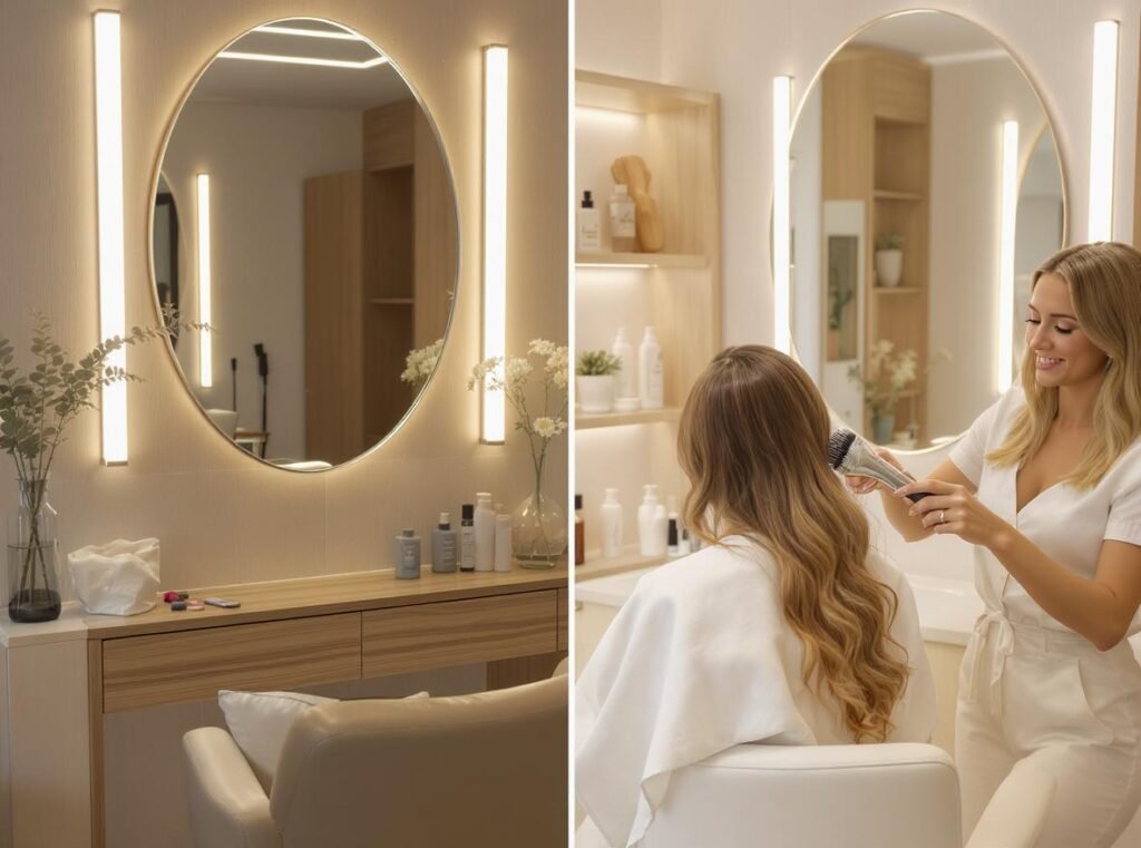 Comparison between professional salon and home hair care setup for oil distribution