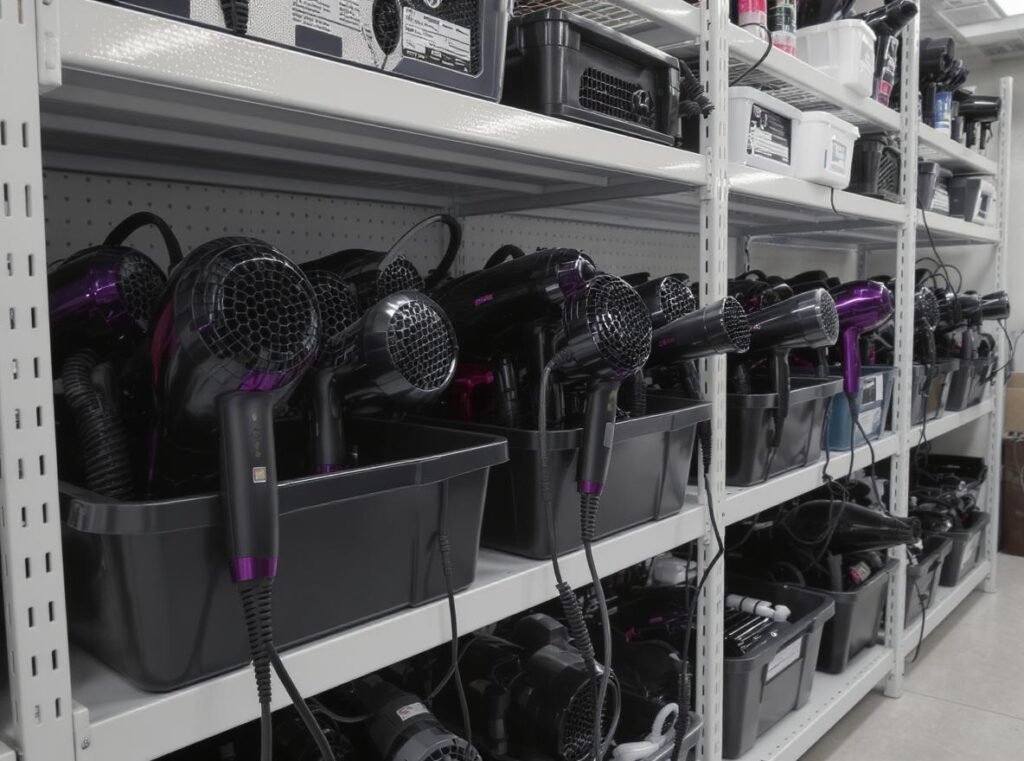 Professional hair dryer storage checklist and organization system