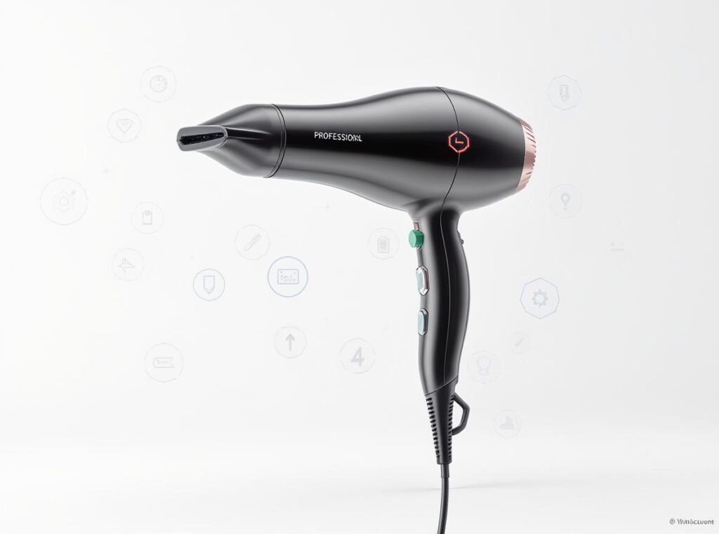 Professional hair dryer with advanced features and specifications