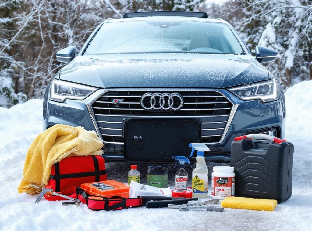 Comprehensive winter car care kit with prevention and solution tools