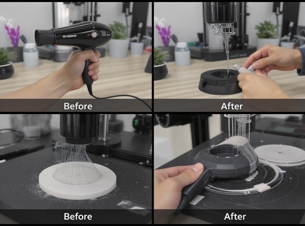 Complete 3D printing post-processing workflow using hair dryer techniques