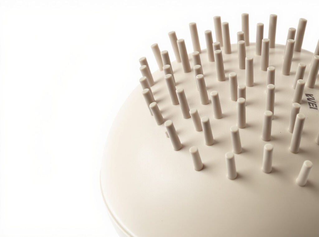 Hair diffuser attachment showing bowl shape and prongs designed for curly hair drying