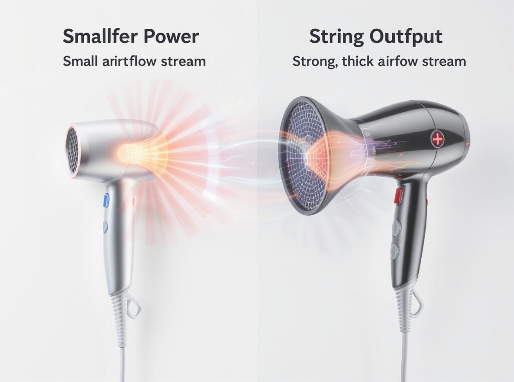 Cordless hair dryer wattage power output comparison chart