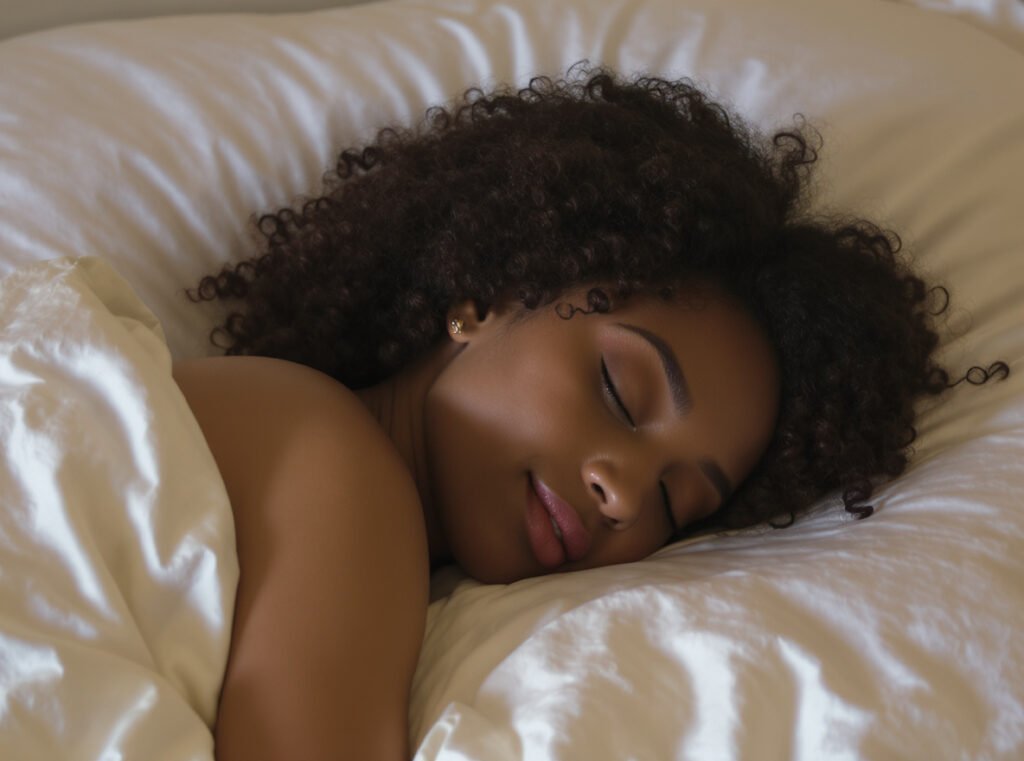 Maintaining diffused curls overnight with silk pillowcase for curl preservation