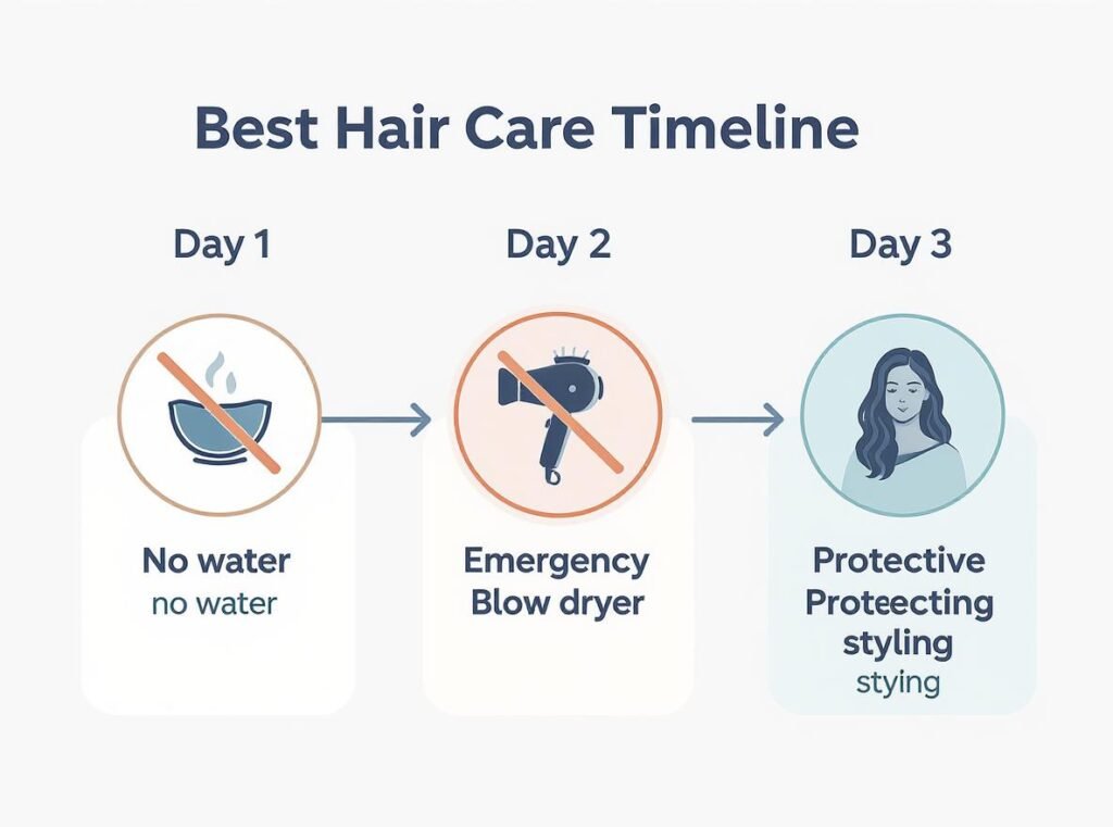 72-hour keratin treatment aftercare timeline showing critical do's and don'ts