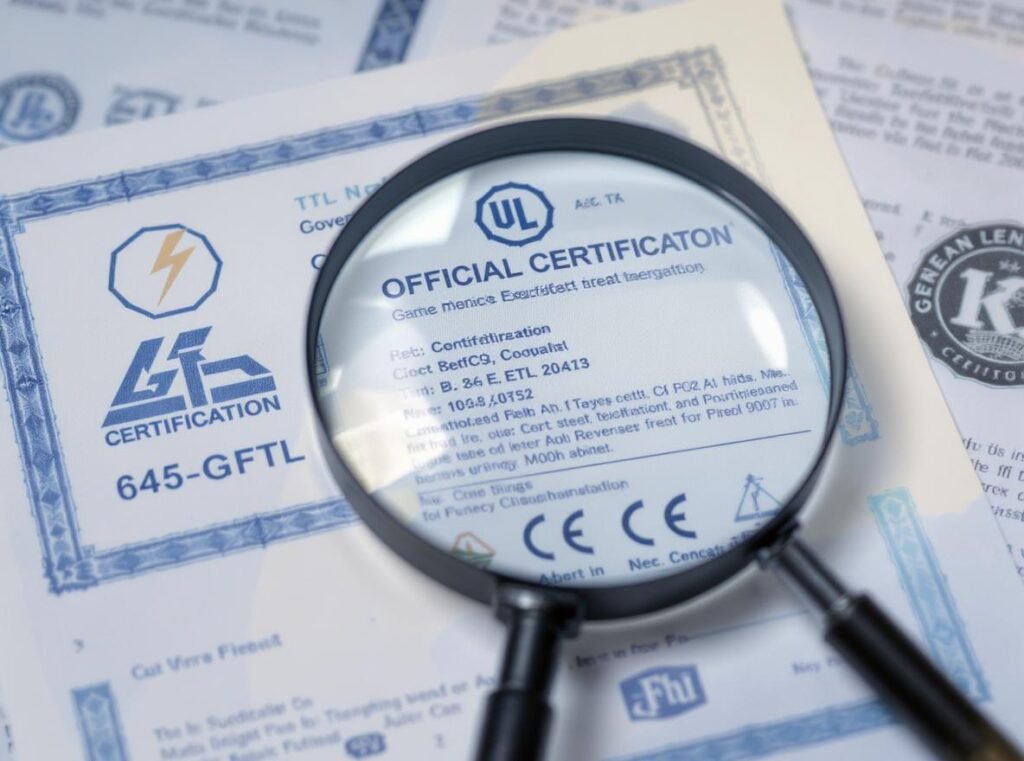 Mandatory safety certification badges UL ETL CE GFCI for authentic professional hair dryers