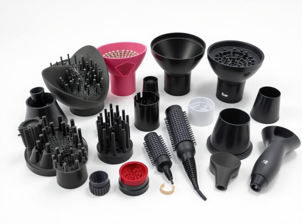 Custom 3D printed hair dryer components and parts collection