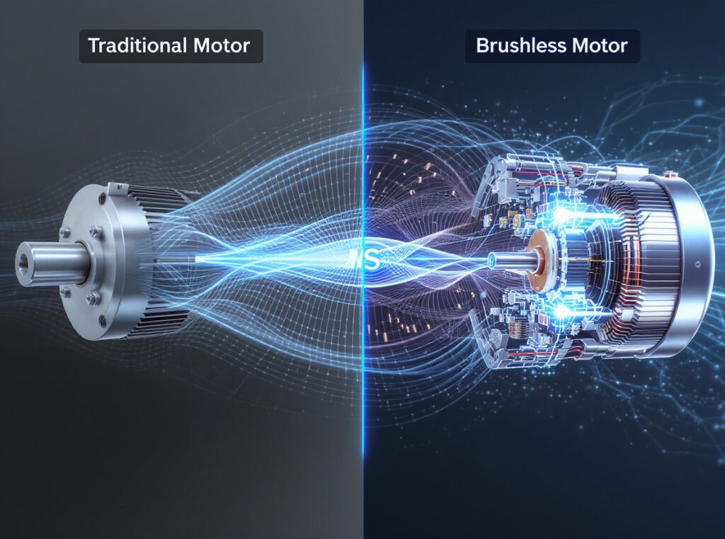 Brushless motor technology comparison showing quiet hair dryer performance