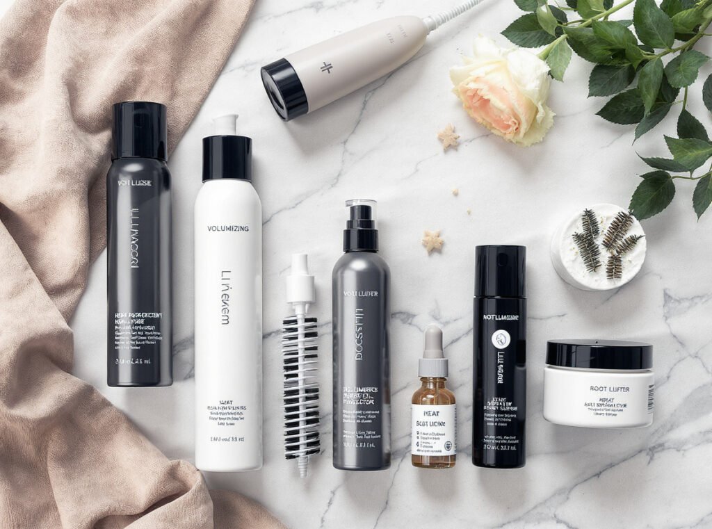 Professional volumizing hair products for upside down blow drying technique